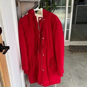 GAP Red Hooded Raincoat for Women